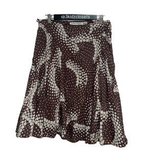 Bamboo Traders Womens Skirt SZ L Lined Brown Cotton Pull On A Line Knee Length